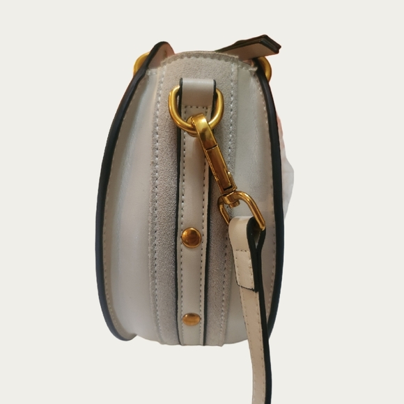 Cream and Gold Vegan Leather and Suede Crossbody Bag NWT - Picture 9 of 16